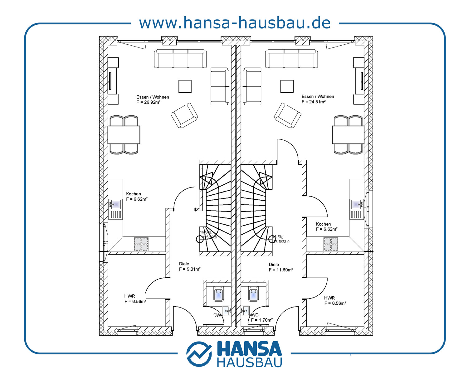 Hansa Hausbau Doppelhaus Stadtvillla 05 Erdgeschoss