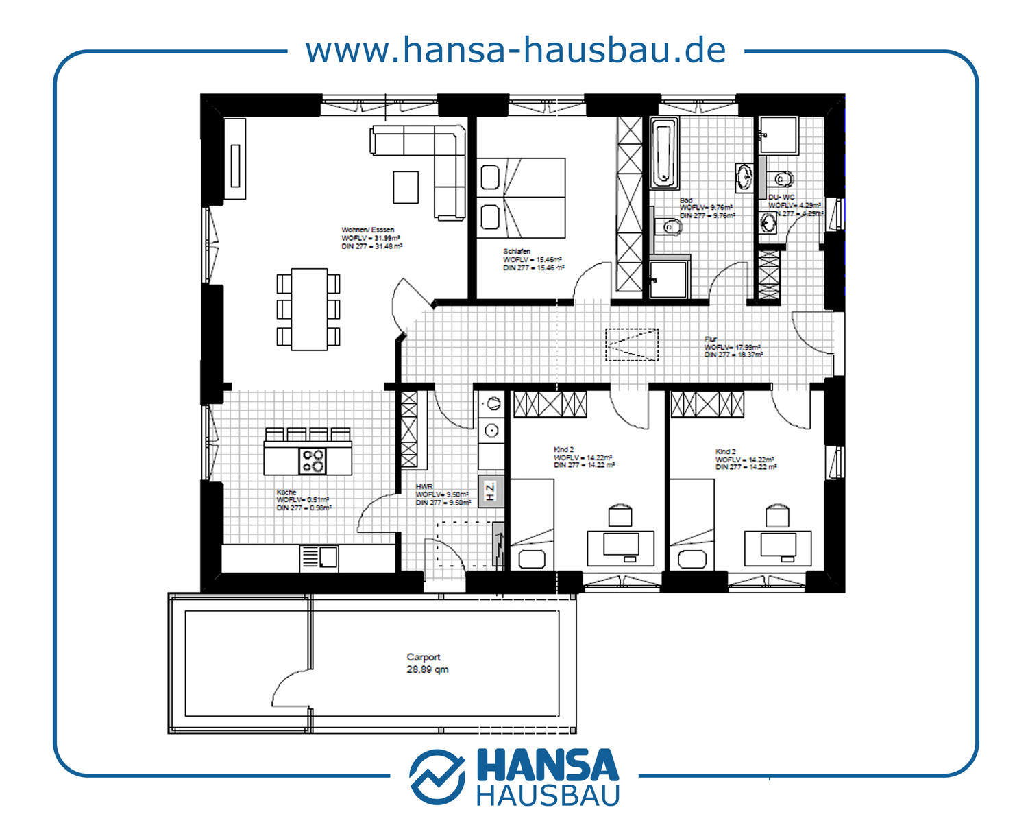 Hansa Hausbau Bungalow Winkelbungalow 1345 M² EG 05