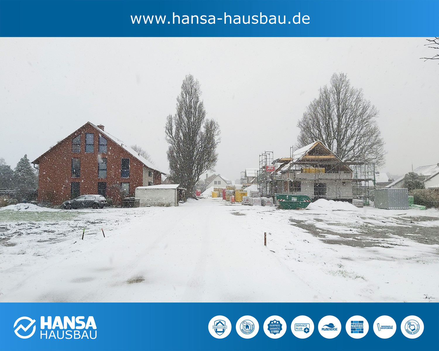 Hansa Hausbau Winter Baustelle Neubau 02