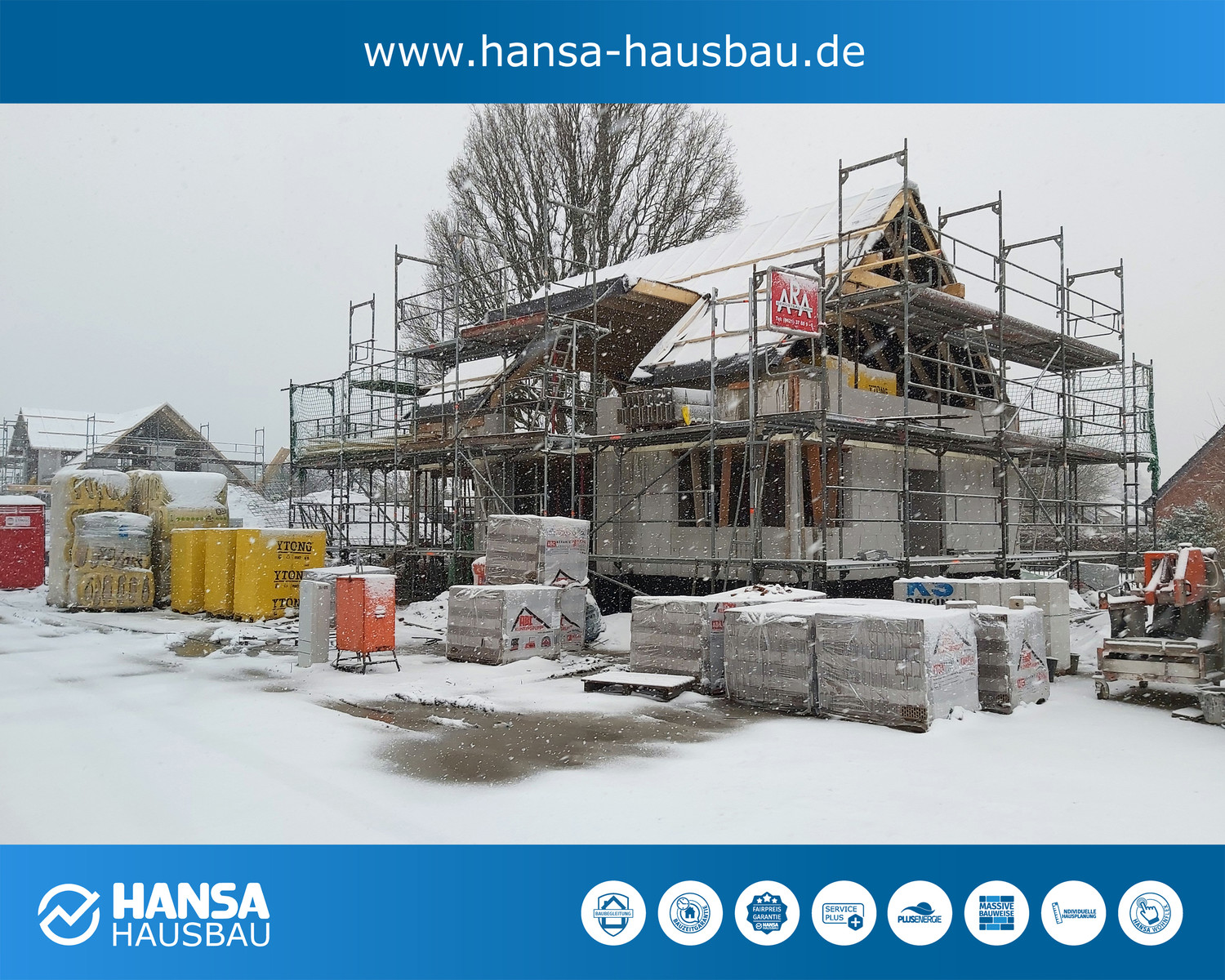 Hansa Hausbau Winter Baustelle Neubau 03