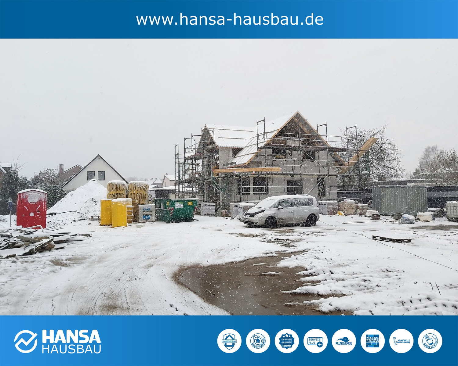 Hansa Hausbau Winter Baustelle Neubau 04