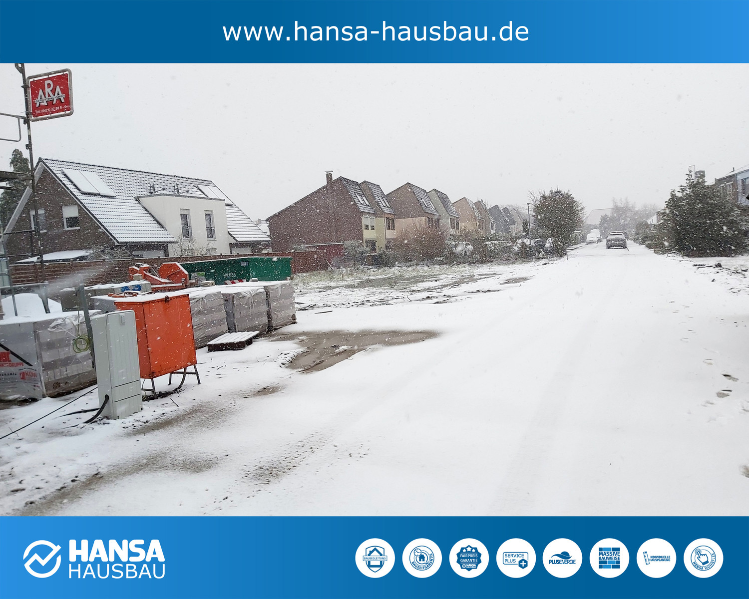 Hansa Hausbau Winter Baustelle Neubau 05