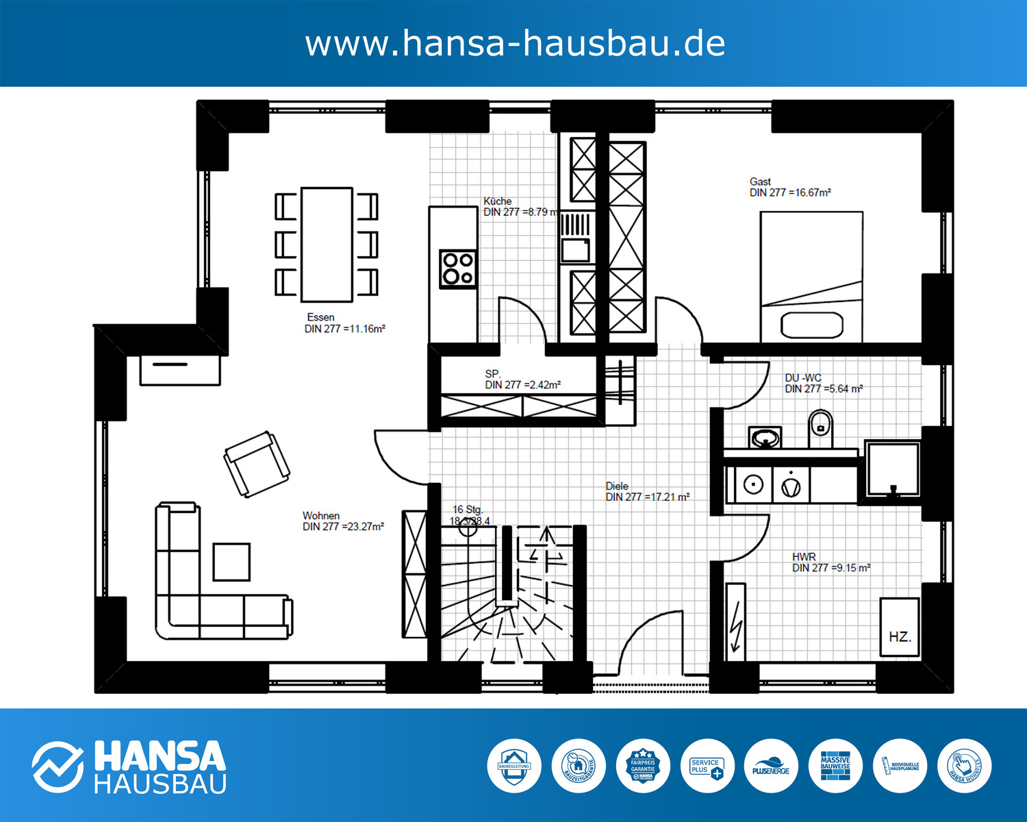 Hansa Hausbau Stadtvilla Eingeschossig 05