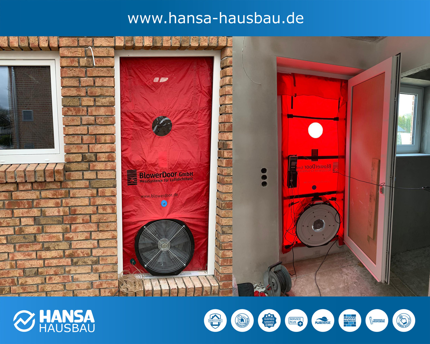 Hansa Hausbau Neubau Rohbau Blower Door Test