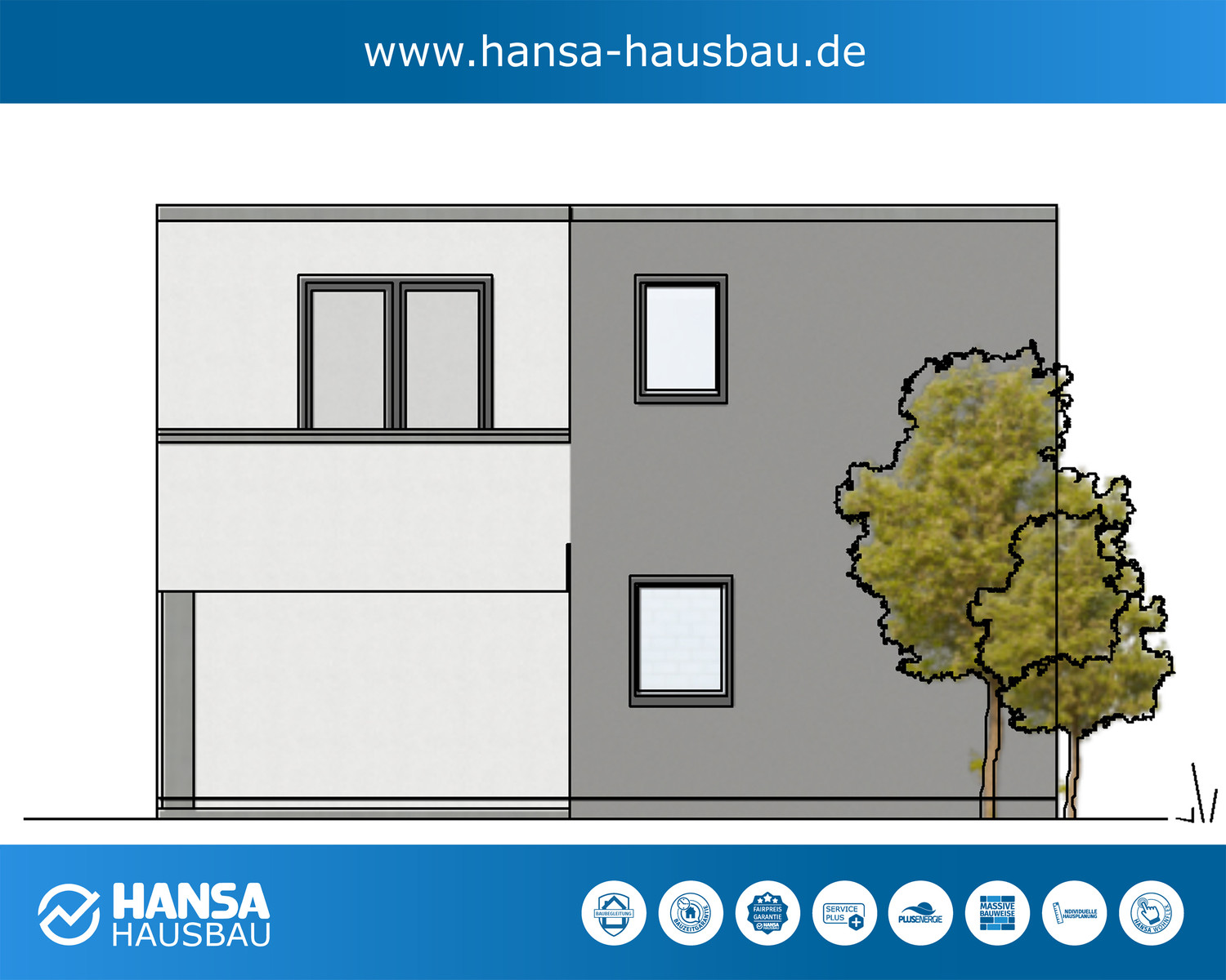 Hansa Hausbau Doppelhaus Kubushaus Bauhaus 03