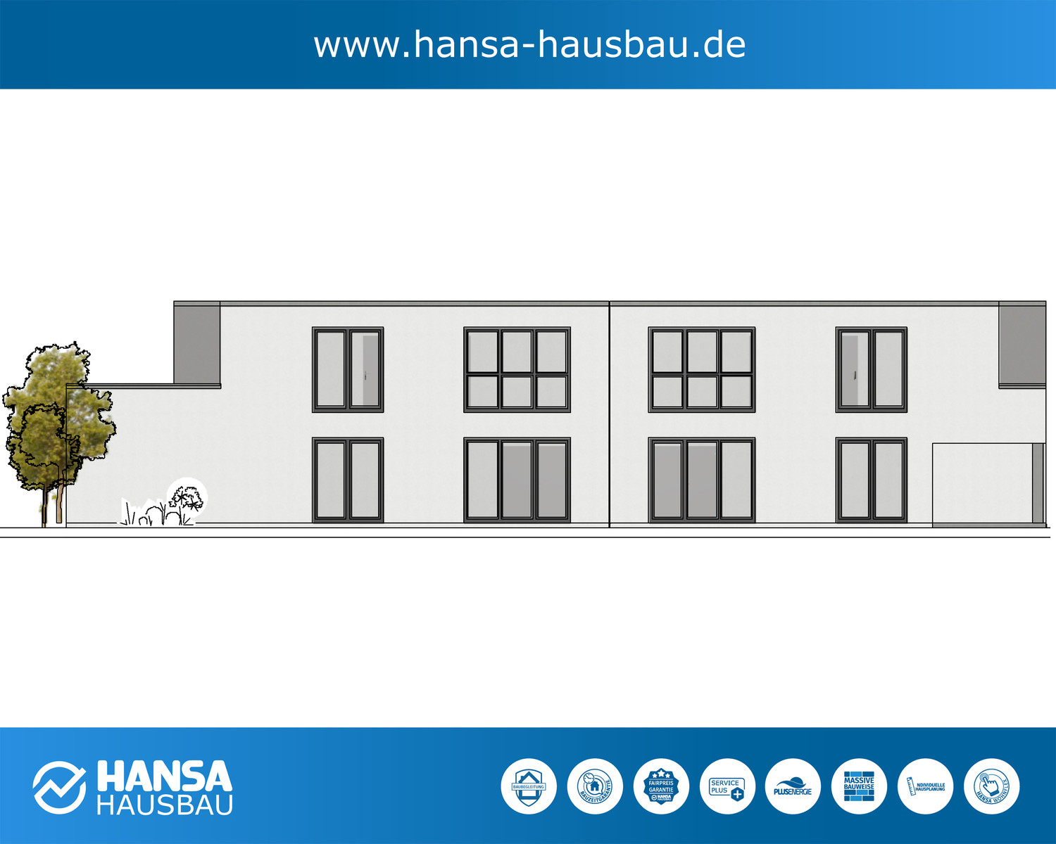 Hansa Hausbau Doppelhaus Kubushaus Bauhaus 04
