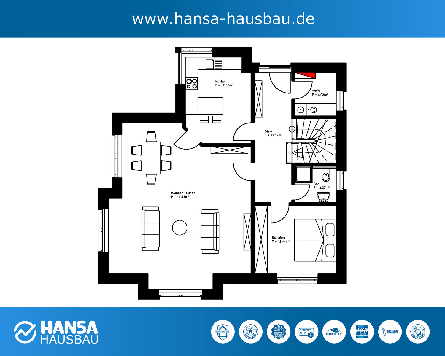 Hansa Hausbau Bauplanung Neubau Dreigiebelhaus 05