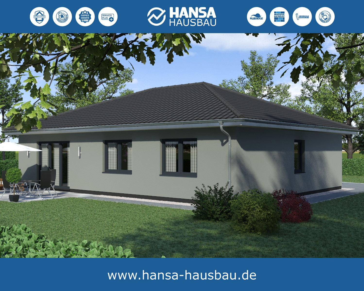Hansa Hausbau Bungalow 105 Garten