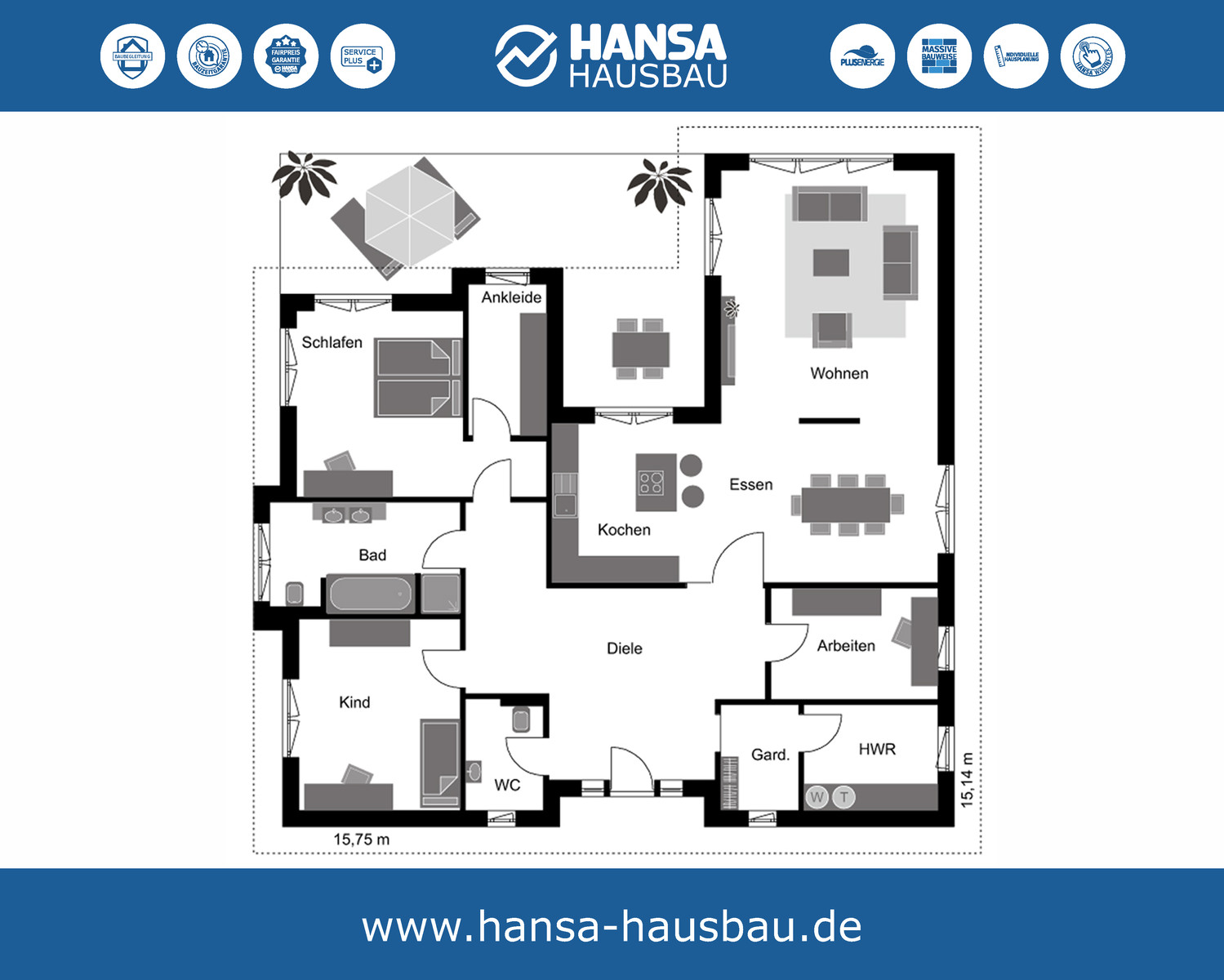 Hansa Hausbau Bungalow 170 EG