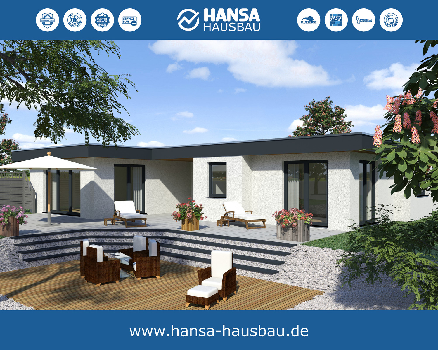 Hansa Hausbau Bungalow 170 Garten