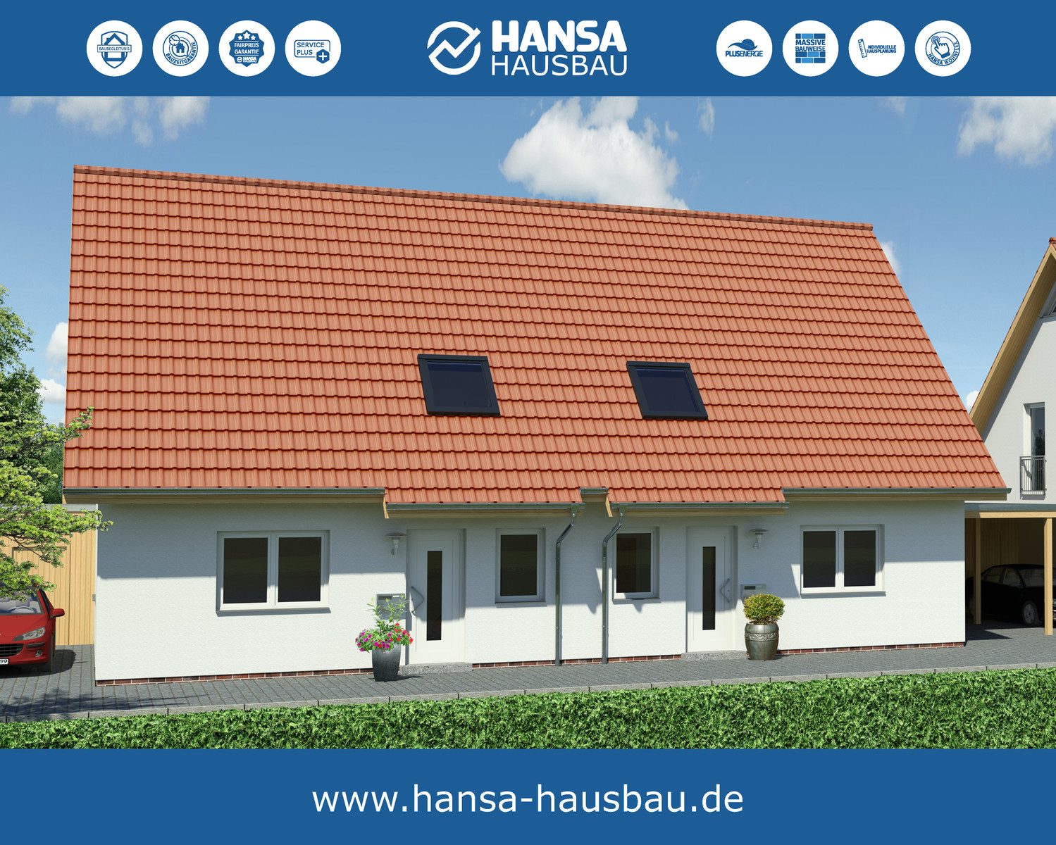 Hansa Hausbau Doppelhaus Satteldach 126 Eingang