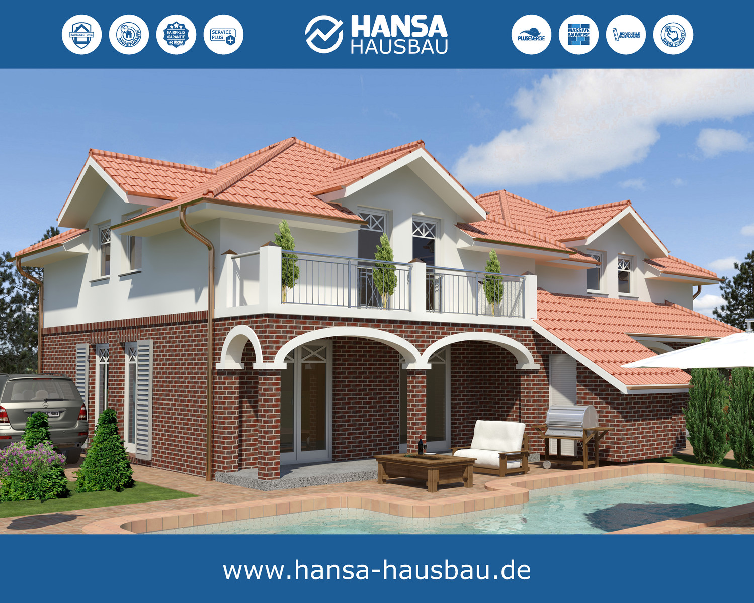 Hansa Hausbau Doppelhaus Stadtvilla 125 Garten