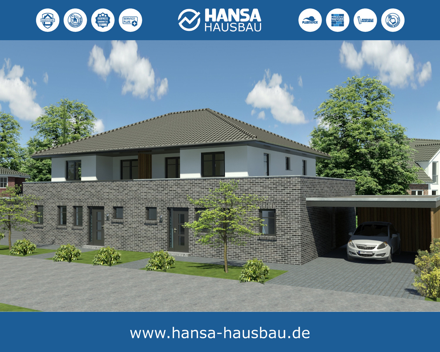 Hansa Hausbau Doppelhaus Staffelgeschoss 159 Eingang