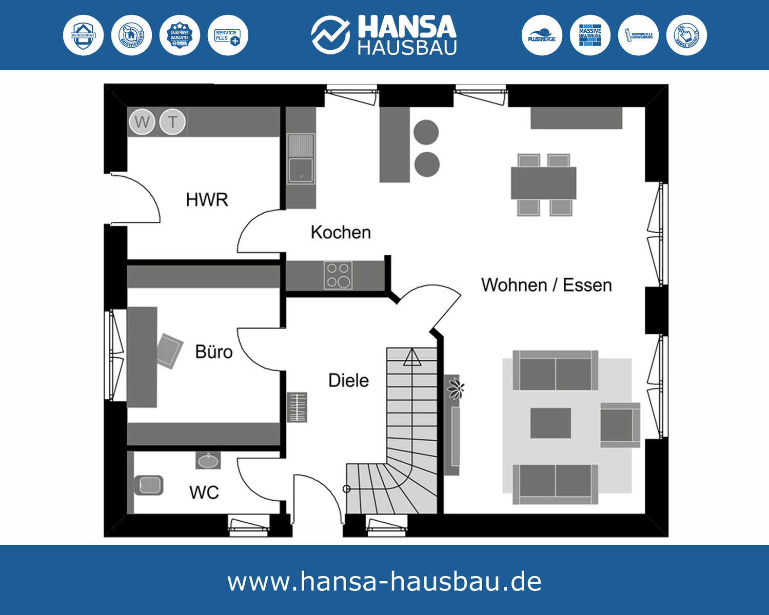 Hansa Hausbau Satteldach 157 EG