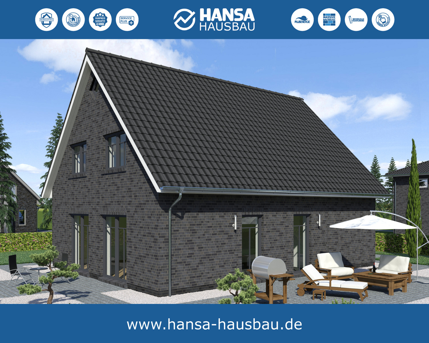 Hansa Hausbau Satteldach 157 Garten