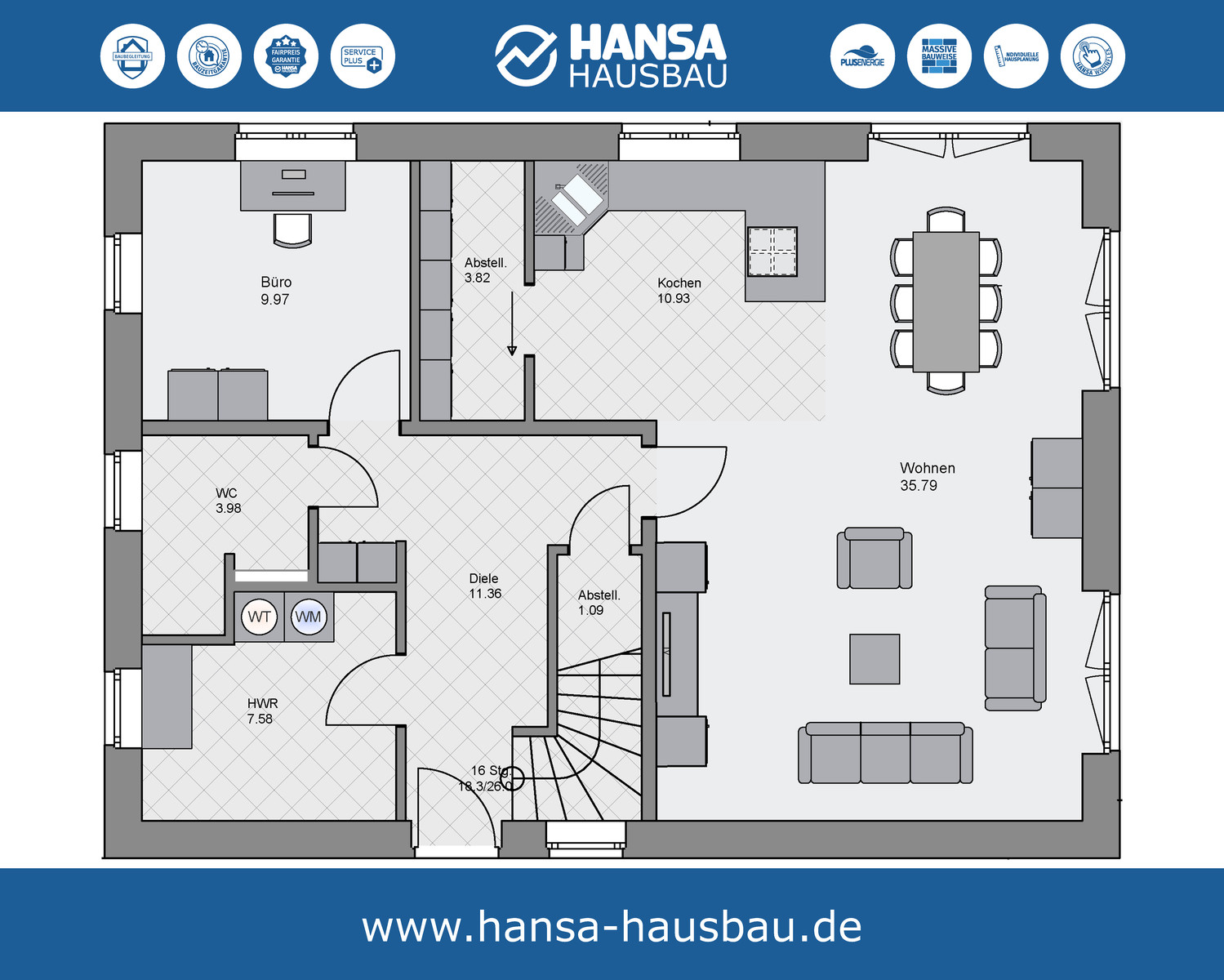 Hansa Hausbau Satteldachhaus 168 EG