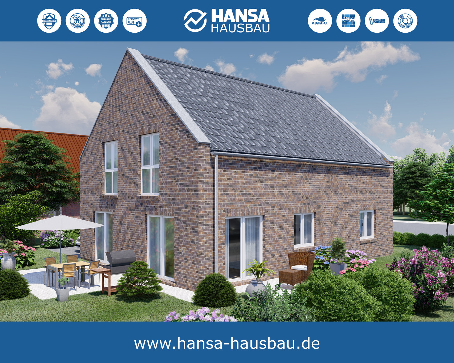 Hansa Hausbau Satteldachhaus 168 Garten