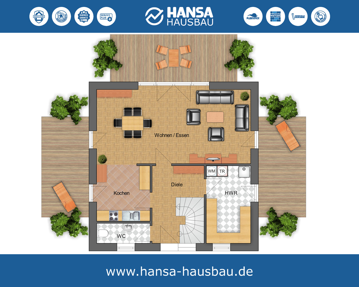 Hansa Hausbau Stadtvilla 144 EG