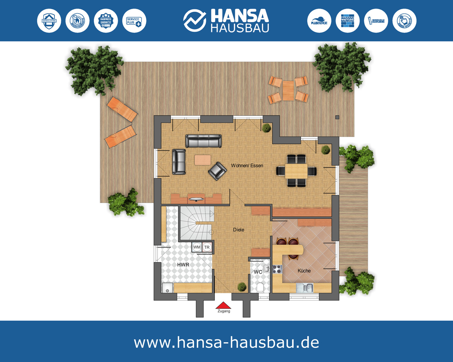 Hansa Hausbau Staffelhaus 155 EG
