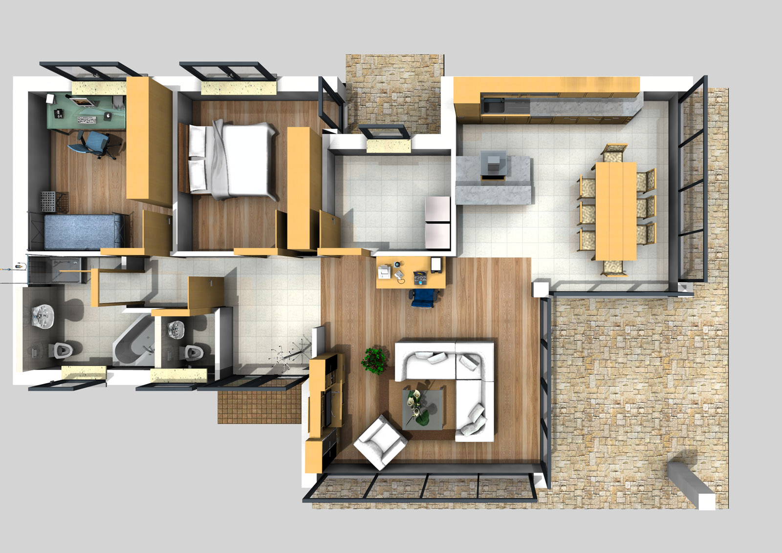 Bungalow 107 m² EG 3D