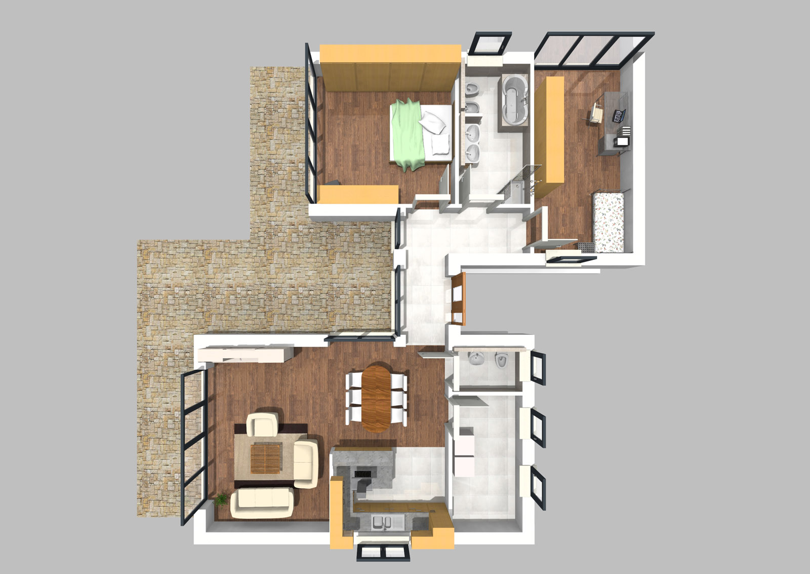 Bungalow 108 m² EG 3D