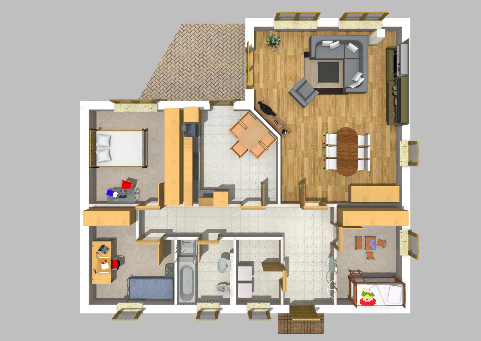 Bungalow 125 m² EG 3D