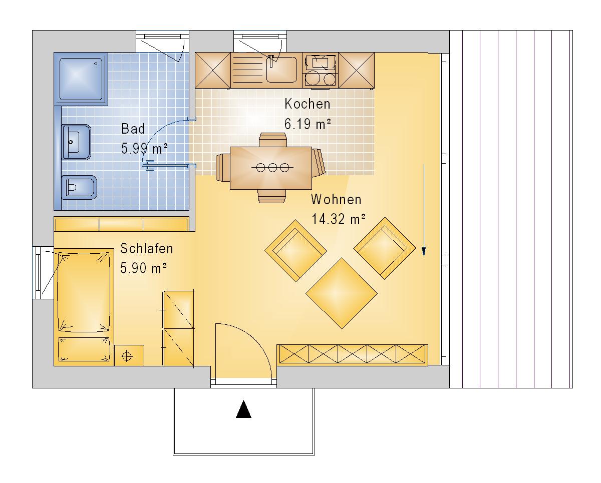 Bungalow 33 m² EG