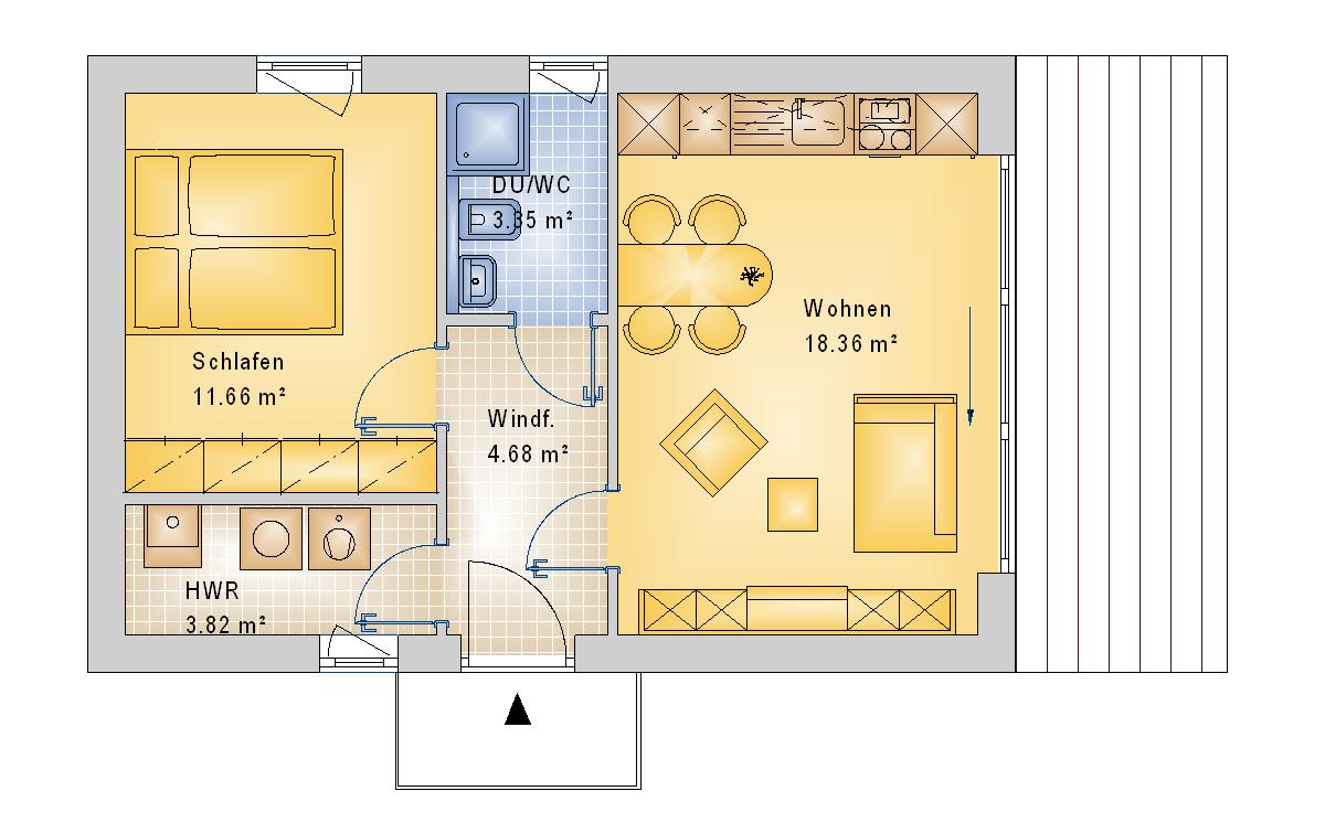 Bungalow 42 m² EG