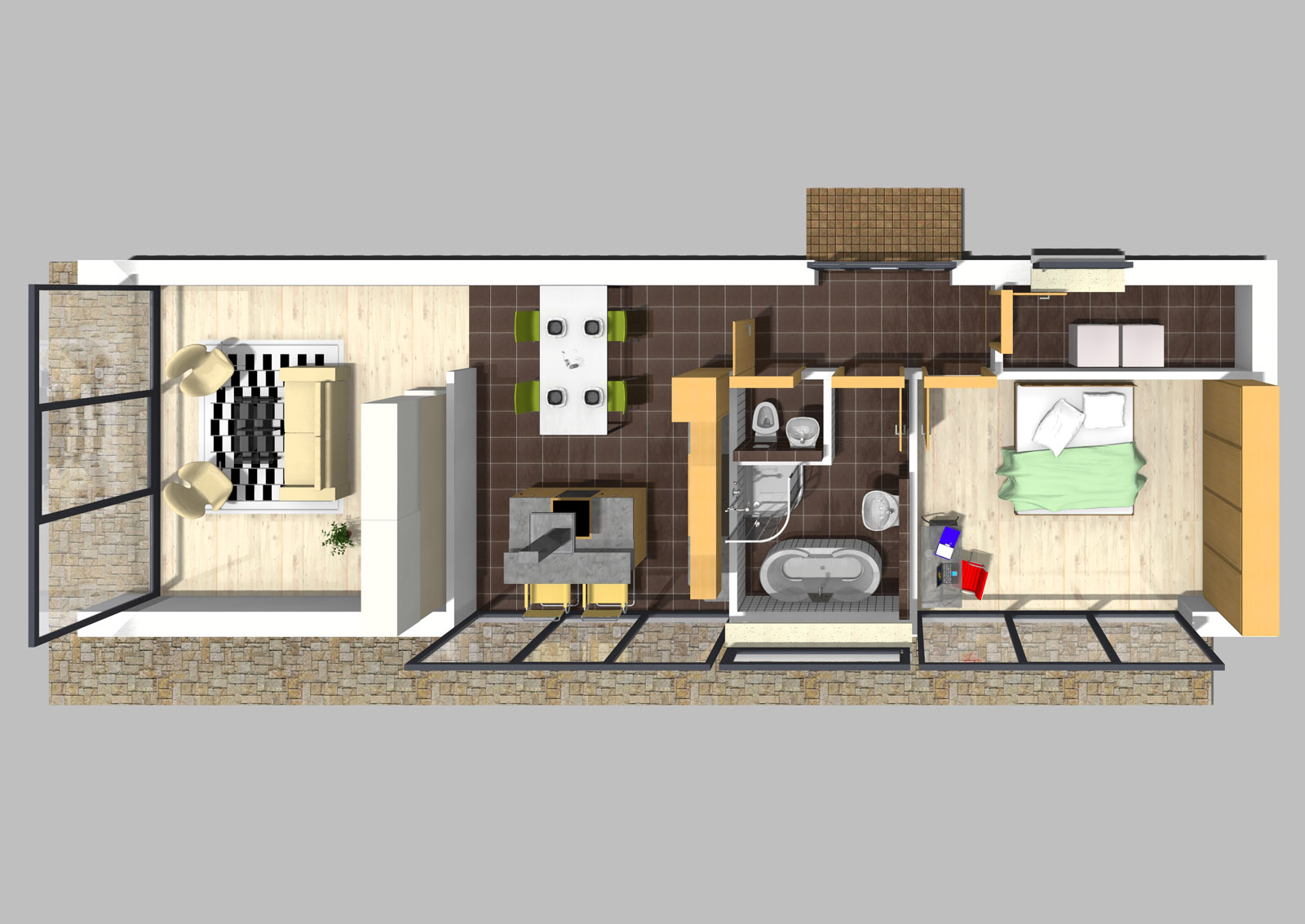 Bungalow 76 m²  EG 3D