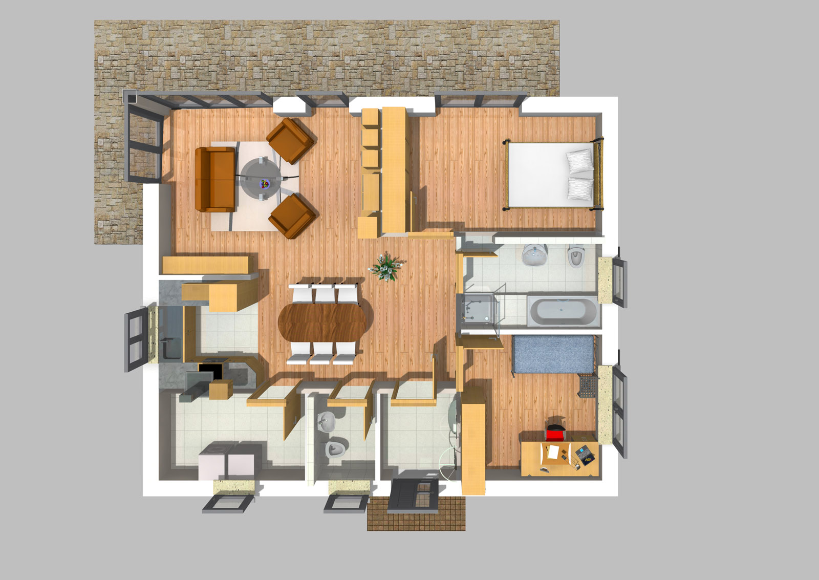 Bungalow 84 m² EG 3D