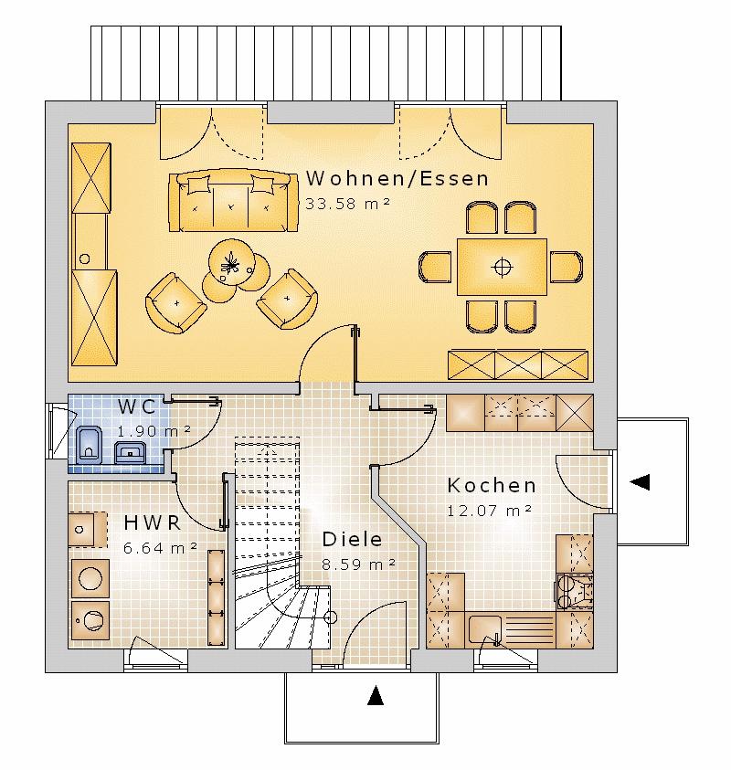 Satteldach 107 m² EG