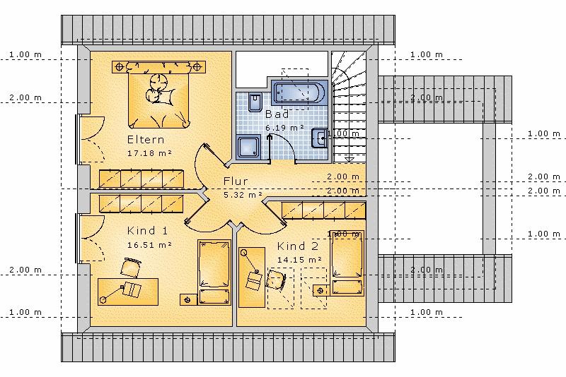 Satteldach 110 m² DG