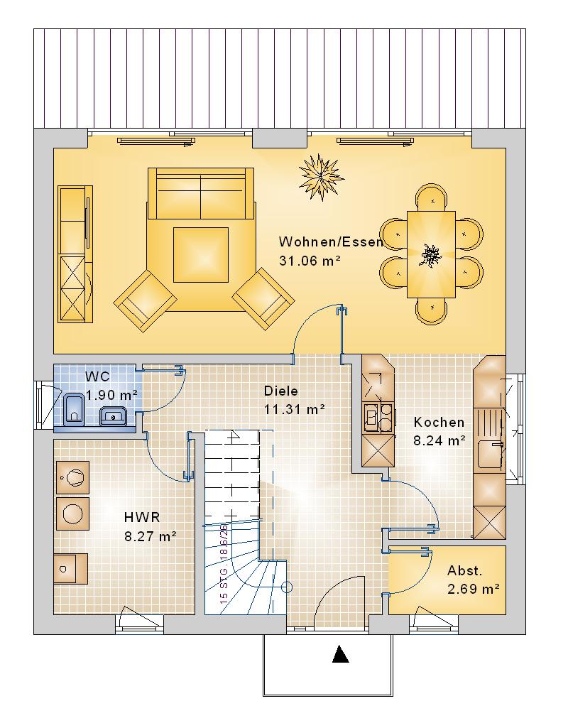 Satteldach 112 m² EG