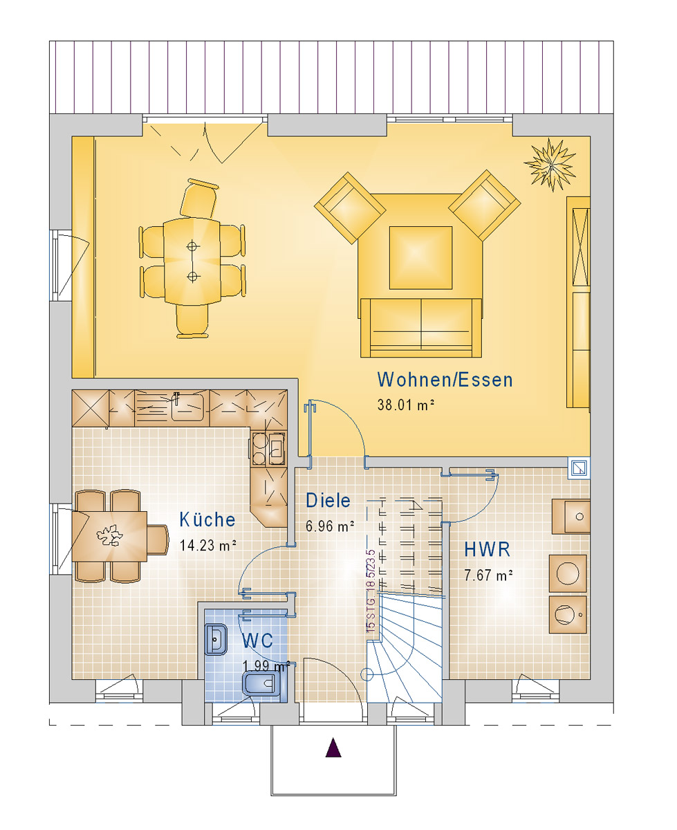 Satteldach 122 m² EG