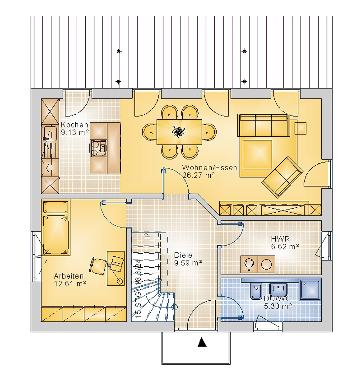 Satteldachhaus 135 m²  EG