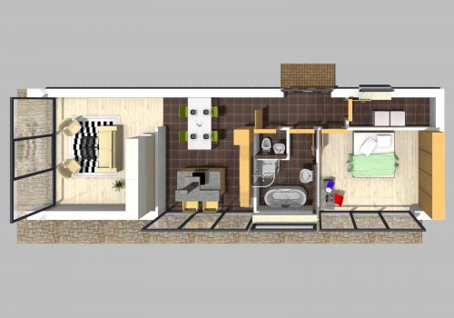 Bungalow 76 m²  EG 3D