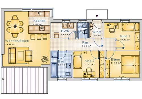 Bungalow 90 m² EG