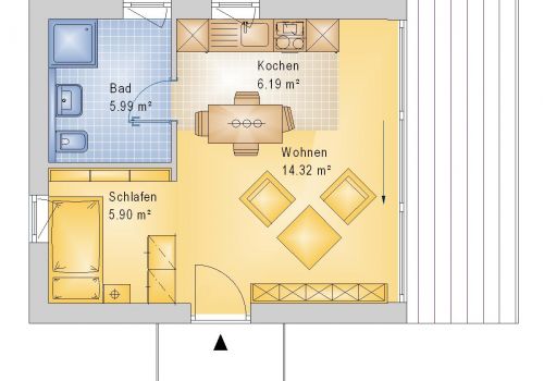Bungalow 33 m² EG